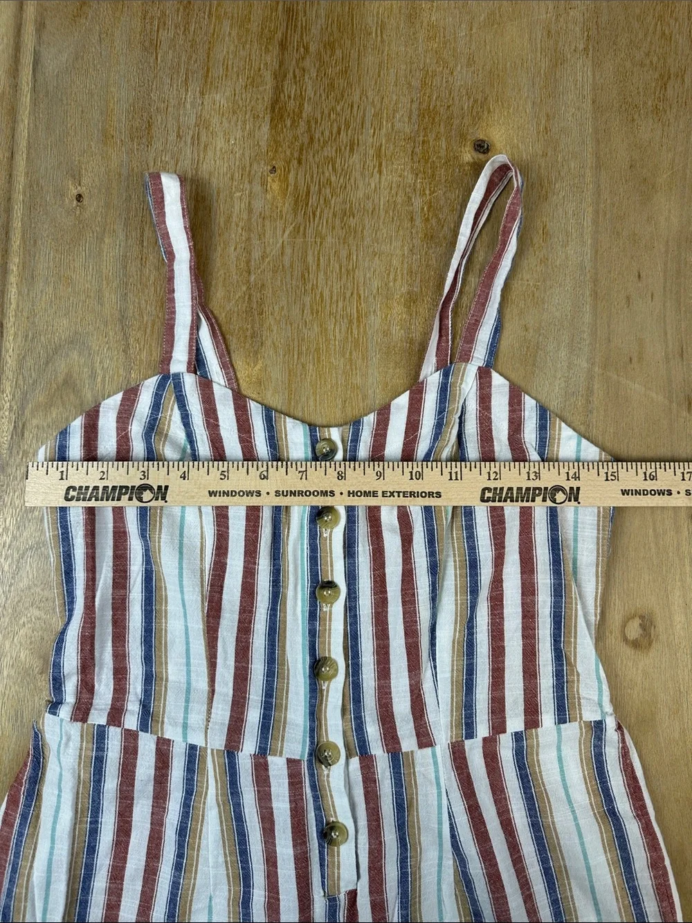 Boho Striped Button-Front Wide-Leg Jumpsuit - Picture 5 of 9